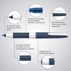 Schneider® Schneider Tintenroller One Change 183703, Gehäuse Blau/weiß, 0,6mm, Schreibfarbe Blau -Geschäft Für Bürobedarf 992ad2496b61868fedc17eb642c7da6aed133528 tintenroller schneider one change 183703