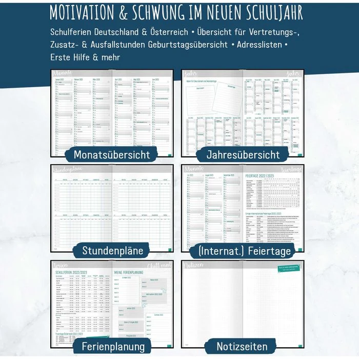 Häfft Lehrerkalender Black Edition, 1 Woche Auf 2 Seiten, A5+ 7 Häfft Lehrerkalender Black Edition, 1 Woche Auf 2 Seiten, A5+ – Bild 5