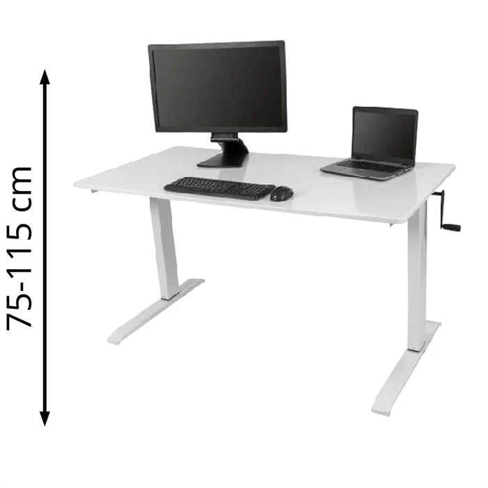 Luxor Schreibtisch SUD-C-W-160, Weiß, Manuell Verstellbar Mit Kurbel 160 X 75-115 X 80cm 3 Luxor Schreibtisch SUD-C-W-160, Weiß, Manuell Verstellbar Mit Kurbel 160 X 75-115 X 80cm