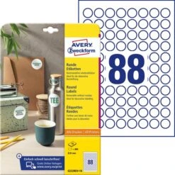 Zweckform Universaletiketten 6222REV-10, Weiß, Rund, Ø 20mm, Ablösbar, 10 Blatt, 880 Stück