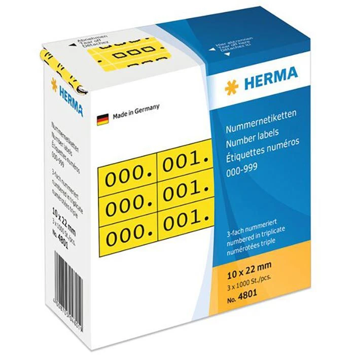 Herma Nummernetiketten 4801 10 X 22mm Gelb 3000 Stück 3 Herma Nummernetiketten 4801 10 X 22mm Gelb 3000 Stück