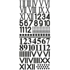 Rayher Klebezahlen 30093576 Uhrenziffern 1-12, Schwarz, Selbstklebend, 1,9 Cm