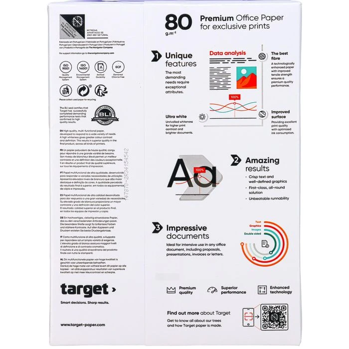 Target Kopierpapier Executive, A4, 80 G/m², Hochweiß, 500 Blatt 5 Target Kopierpapier Executive, A4, 80 G/m², Hochweiß, 500 Blatt – Bild 3