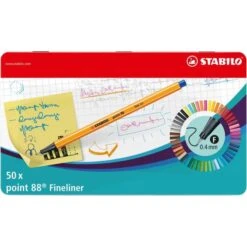 Stabilo Fineliner Point 88, 8850-6, Strichbreite 0,4mm, Farbig Sortiert, 50 Stück