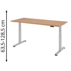 Hammerbacher Schreibtisch XDSM 19, Nussbaum, Elektrisch Verstellbar, 180 X 63,5-128,5 X 80cm