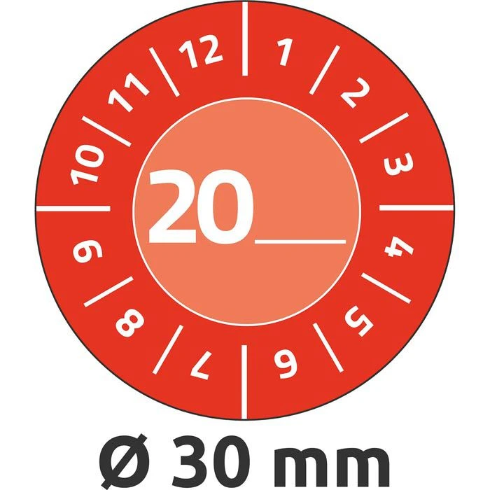 Zweckform Prüfplaketten 7901, Mit Jahreszahl 20XX, Rot, Ø 30mm, Aus Vinyl, 80 Stück, Individuell 3 Zweckform Prüfplaketten 7901, Mit Jahreszahl 20XX, Rot, Ø 30mm, Aus Vinyl, 80 Stück, Individuell