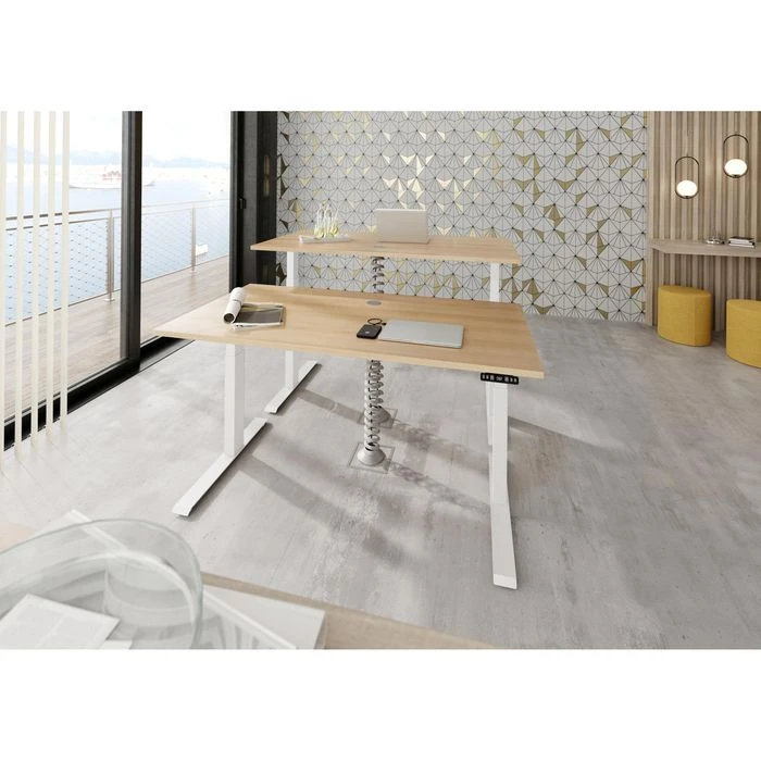 Hammerbacher Schreibtisch XDKB 19, Eiche, Elektrisch Höhenverstellbar, 180 X 64-129 X 80cm 10 Hammerbacher Schreibtisch XDKB 19, Eiche, Elektrisch Höhenverstellbar, 180 X 64-129 X 80cm – Bild 8