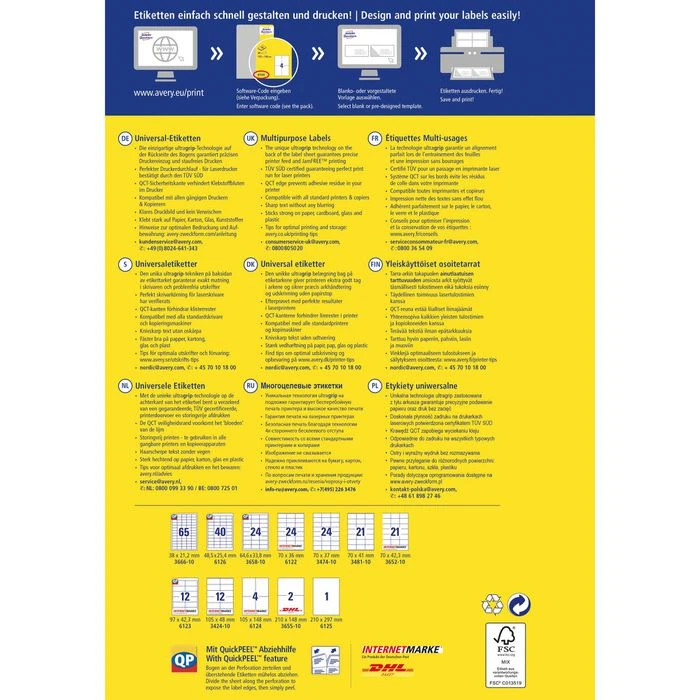 Zweckform Universaletiketten 3424-10, Weiß, 105 X 48mm, 10 Blatt, 120 Stück 8 Zweckform Universaletiketten 3424-10, Weiß, 105 X 48mm, 10 Blatt, 120 Stück – Bild 6