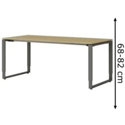 Röhr Schreibtisch Objekt.pur, Eiche Massivholz, Höhenverstellbar, 180 X 68-82 X 80cm