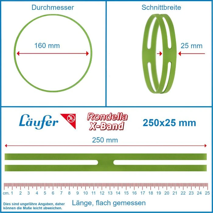 Läufer Kreuzbänder Rondella X-Band Hercules, 59078, Ø 160 Mm, 250 X 25 Mm, Farbig Sortiert, 500g 4 Läufer Kreuzbänder Rondella X-Band Hercules, 59078, Ø 160 Mm, 250 X 25 Mm, Farbig Sortiert, 500g – Bild 2