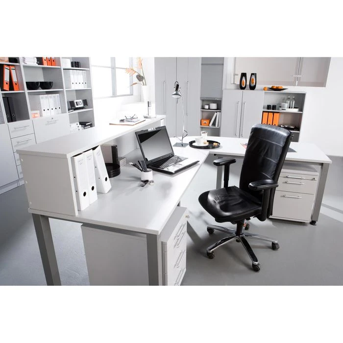 Hammerbacher Schreibtisch Q-Serie, Weiß, Höhenverstellbar, 200 X 68-83,5 X 100cm 7 Hammerbacher Schreibtisch Q-Serie, Weiß, Höhenverstellbar, 200 X 68-83,5 X 100cm – Bild 5