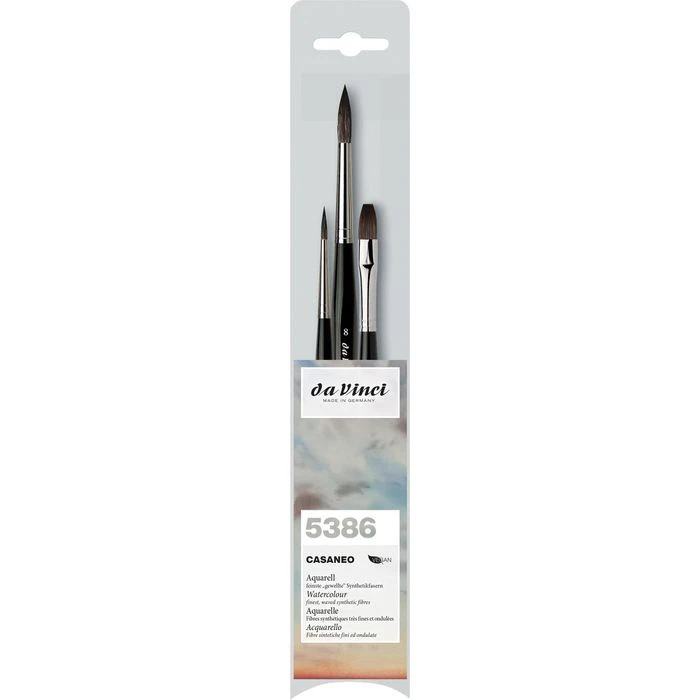 Da Vinci Da-Vinci Pinsel Casaneo 5386 Aquarellpinsel, 3 Stück, Haarpinsel Flach Und Rund, Größe 4 Und 8 4 Da Vinci Da-Vinci Pinsel Casaneo 5386 Aquarellpinsel, 3 Stück, Haarpinsel Flach Und Rund, Größe 4 Und 8 – Bild 2