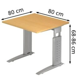 Hammerbacher Schreibtisch U-Serie, Verstellbar, 80 X 68-86 X 80cm, Buche / Silber -Geschäft Für Bürobedarf c872f90336024206b1781f941886797d6b09dca0 schreibtisch hammerbacher u serie