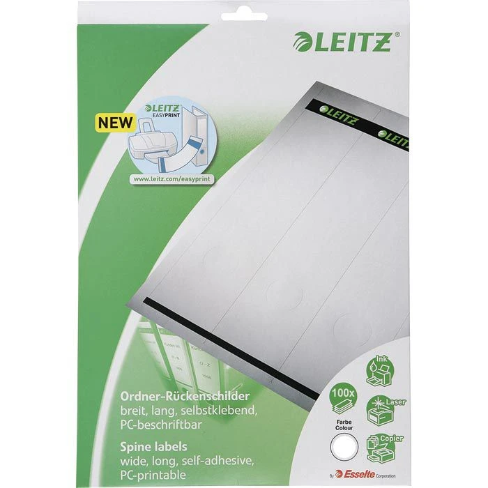 Leitz Rückenschilder 1685-20-85 Grau, 61 X 192mm PC-beschriftbar, Selbstklebend, 100 Stück 4 Leitz Rückenschilder 1685-20-85 Grau, 61 X 192mm PC-beschriftbar, Selbstklebend, 100 Stück – Bild 2