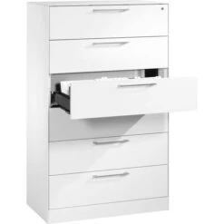 CP-Möbel Karteischrank Asisto C3000, Für DIN A5, 3-bahnig, Mit 6 Schüben, Verkehrsweiß