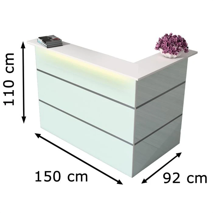 Kerkmann Empfangstheke Atlantis, Weiß / Weiß, 150 X 110 X 92cm, Kompakttheke 4 Kerkmann Empfangstheke Atlantis, Weiß / Weiß, 150 X 110 X 92cm, Kompakttheke – Bild 2