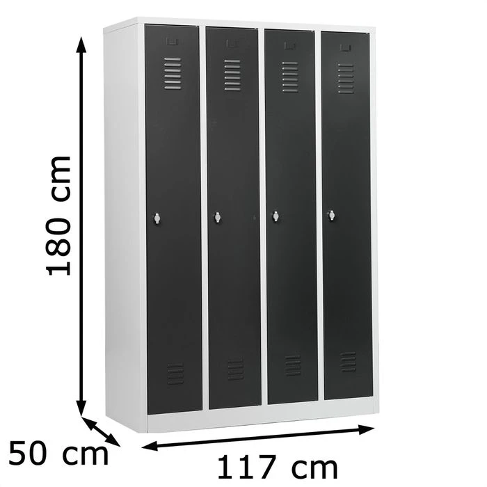 G-Office Spind WRC/4.18117, Drehriegelschloss, 4 Abteile Mit Sockel, BxT: 117 X 50cm, Anthrazit 4 G-Office Spind WRC/4.18117, Drehriegelschloss, 4 Abteile Mit Sockel, BxT: 117 X 50cm, Anthrazit – Bild 2