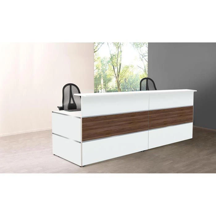 Kerkmann Empfangstheke Atlantis, Nussbaum / Weiß, 275 X 110 X 92cm, Rezeption 4 Kerkmann Empfangstheke Atlantis, Nussbaum / Weiß, 275 X 110 X 92cm, Rezeption – Bild 2