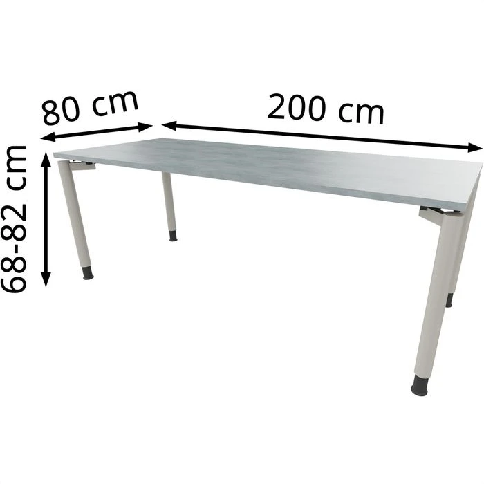 Fm-Büromöbel Schreibtisch Fm11, Beton, Höhenverstellbar, 200 X 68-82 X 80cm 4 Fm-Büromöbel Schreibtisch Fm11, Beton, Höhenverstellbar, 200 X 68-82 X 80cm – Bild 2
