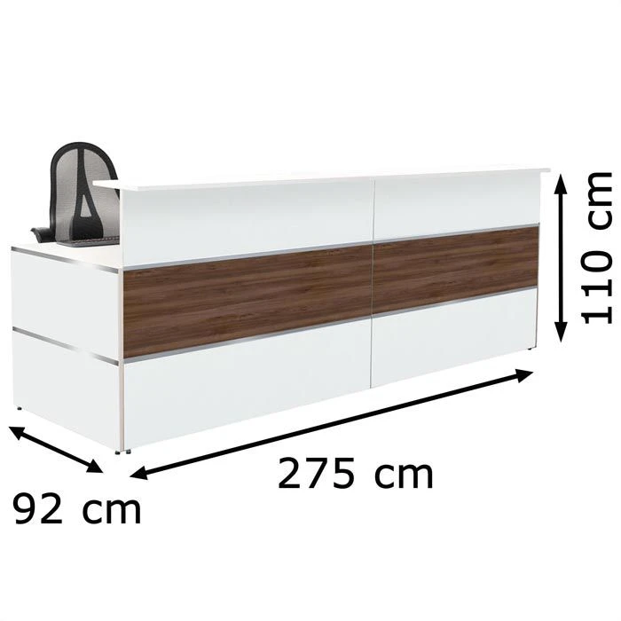 Kerkmann Empfangstheke Atlantis, Nussbaum / Weiß, 275 X 110 X 92cm, Rezeption 7 Kerkmann Empfangstheke Atlantis, Nussbaum / Weiß, 275 X 110 X 92cm, Rezeption – Bild 5