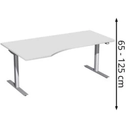 Geramöbel Schreibtisch Elektro Flex, Lichtgrau, Elektrisch Höhenverstellbar, 180 X 100cm, Freiform
