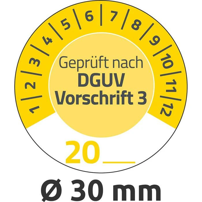 Zweckform Prüfplaketten 7908 Geprüft Nach DGUV Vo3, 20XX Gelb, Ø 30mm, Aus Vinyl, 80 Stück Individuell 3 Zweckform Prüfplaketten 7908 Geprüft Nach DGUV Vo3, 20XX Gelb, Ø 30mm, Aus Vinyl, 80 Stück Individuell