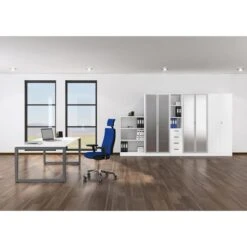 Hammerbacher Schreibtisch R-Serie, Weiß / Graphit, Höhenverstellbar, 180 X 65-85 X 80cm -Geschäft Für Bürobedarf d87c73070faefb7e07bca417d7f28ef7d2ef2cb9 schreibtisch hammerbacher r serie weiss graphit