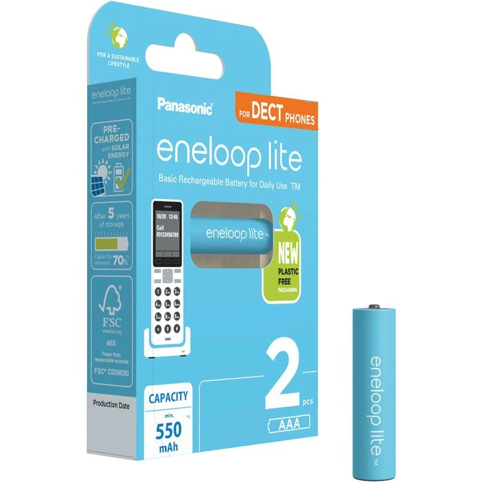 Panasonic Akkus Eneloop Lite BK-4LCCE, AAA 550 MAh, Micro, R3, HR03, NiMH, DECT, 2 Stück 6 Panasonic Akkus Eneloop Lite BK-4LCCE, AAA 550 MAh, Micro, R3, HR03, NiMH, DECT, 2 Stück – Bild 4