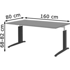 Röhr Schreibtisch Techno, Mittelgrau, Höhenverstellbar, 160 X 68-82 X 80cm -Geschäft Für Bürobedarf e773fcd5993d3840a04211dff14e0b20f1b3aa49 schreibtisch roehr techno mittelgrau