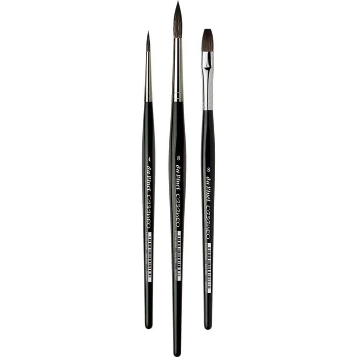 Da Vinci Da-Vinci Pinsel Casaneo 5386 Aquarellpinsel, 3 Stück, Haarpinsel Flach Und Rund, Größe 4 Und 8 3 Da Vinci Da-Vinci Pinsel Casaneo 5386 Aquarellpinsel, 3 Stück, Haarpinsel Flach Und Rund, Größe 4 Und 8