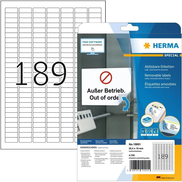 Herma 10001 Preisetiketten 25,4x10 Mm Ablösbar