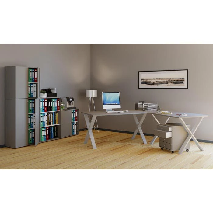 VCM Schreibtisch Lona, 916543, Grau, Maße: 160 X 160 X 80cm, L-Form 4 VCM Schreibtisch Lona, 916543, Grau, Maße: 160 X 160 X 80cm, L-Form – Bild 2