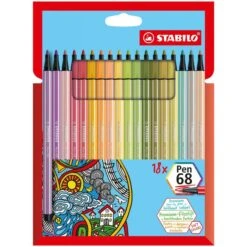 Stabilo Filzstifte Pen 68 Soft Colors, 6818-22, Strichbreite 1mm, Im Etui, 18 Stück