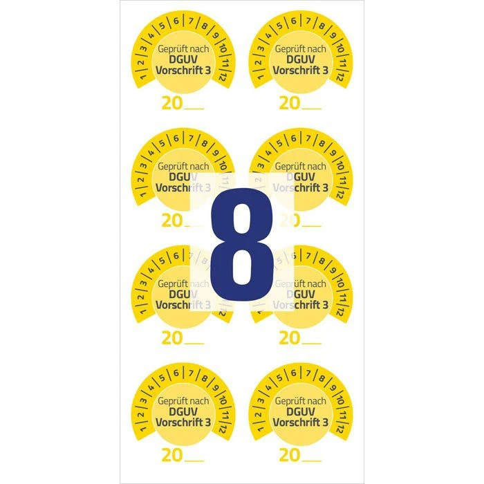 Zweckform Prüfplaketten 7908 Geprüft Nach DGUV Vo3, 20XX Gelb, Ø 30mm, Aus Vinyl, 80 Stück Individuell 5 Zweckform Prüfplaketten 7908 Geprüft Nach DGUV Vo3, 20XX Gelb, Ø 30mm, Aus Vinyl, 80 Stück Individuell – Bild 3