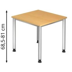 Hammerbacher Schreibtisch H-Serie, Buche, Höhenverstellbar, 80 X 68,5-81 X 80cm