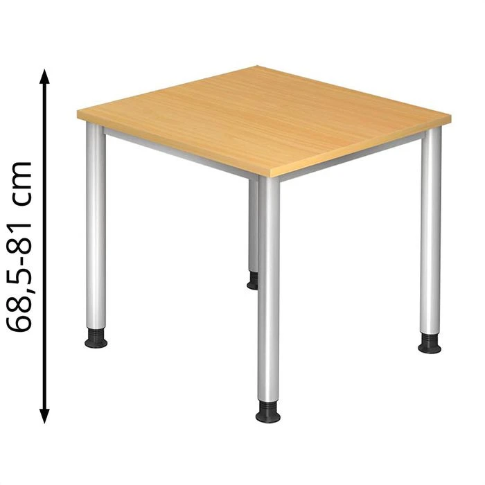 Hammerbacher Schreibtisch H-Serie, Buche, Höhenverstellbar, 80 X 68,5-81 X 80cm 3 Hammerbacher Schreibtisch H-Serie, Buche, Höhenverstellbar, 80 X 68,5-81 X 80cm