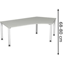 Geramöbel Schreibtisch Flex S-555316-LS, Lichtgrau, Verstellbar, 216,6 X 68-80 X 113cm, 135° Winkel